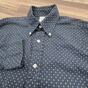 Brooks Brothers‎ Shirt Mens Small Blue Button Long Sleeve Floral Cotton Regent